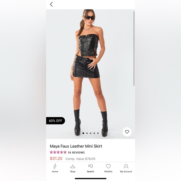 NWT | Edikted | Black Leather Mini Skirt - Picture 7 of 7